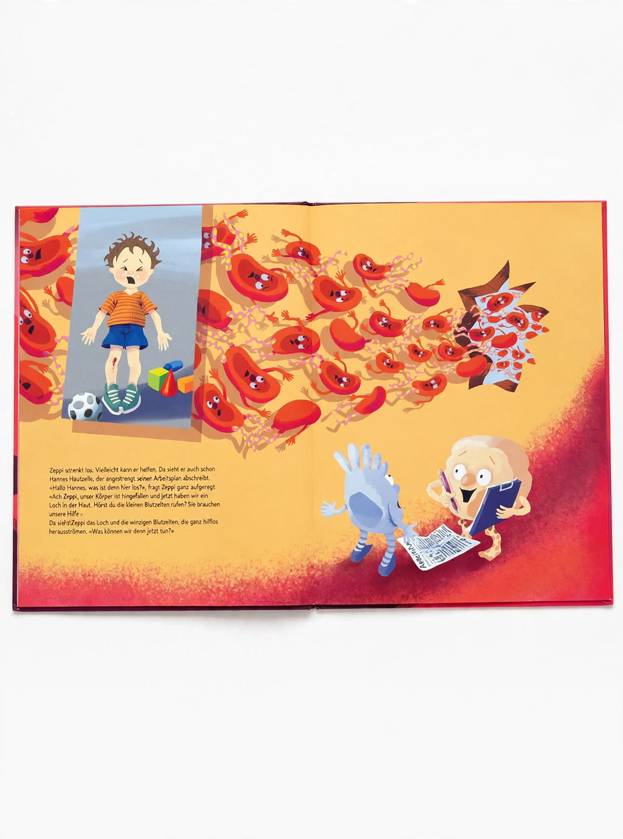 Einblick in das aufgeschlagene Kinderbuch «Was macht der Krebs denn da?»